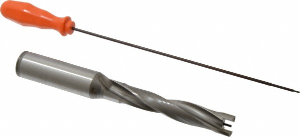 Kennametal Replaceable-Tip Drill: 19.05 to 19.55 mm Dia, 100.08 mm Max Depth, 25.4 mm Straight-Cylindrical Shank - 1329734