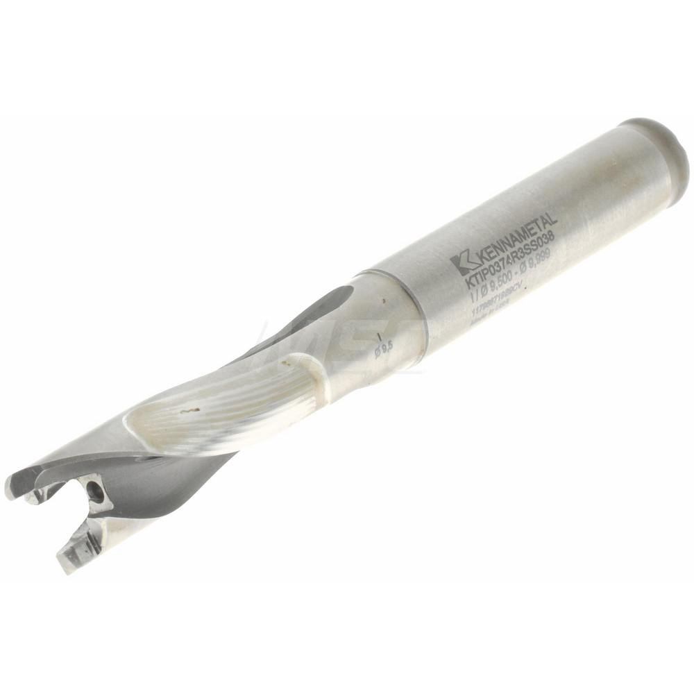 Kennametal Replaceable-Tip Drill: 9.5 to 9.99 mm Dia, 29.97 mm Max Depth, 9.53 mm Straight-Cylindrical Shank - 2250707