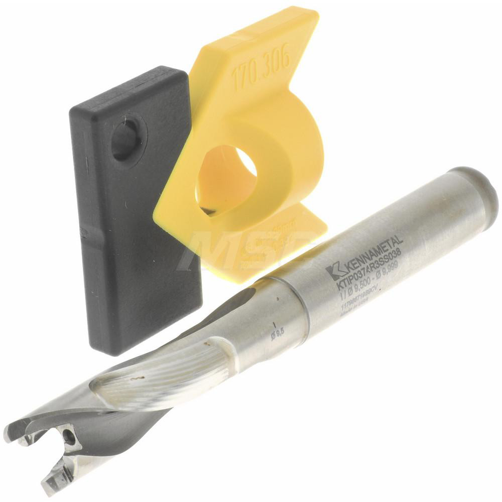Kennametal Replaceable-Tip Drill: 9.5 to 9.99 mm Dia, 29.97 mm Max Depth, 9.53 mm Straight-Cylindrical Shank - 2250707