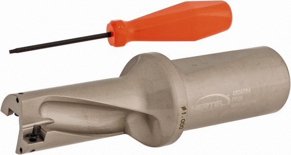 Hertel Indexable Insert Drill: HID-1.000-D2-1.250, 1.0300" Max Dia, 2.0000" Max Depth, 2xD, 1.2500" Shank Dia - 4006078