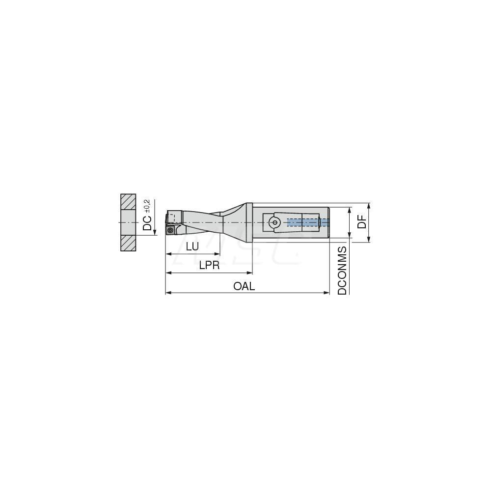 Komet Indexable Insert Drill: U10-01402, 14.00 mm Max Dia, 28.00 mm Max Depth, 2xD, 20.00 mm Shank Dia - 1087914011