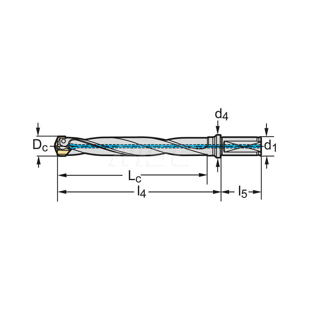 Walter Replaceable-Tip Drill: 30 to 30.99 mm Dia, 257 mm Max Depth, 32 mm Straight-Cylindrical Shank - 7169856