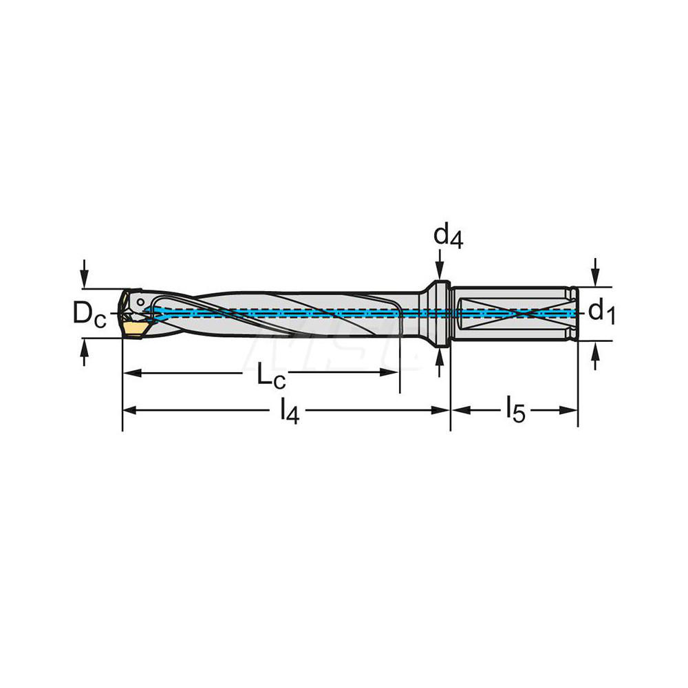 Walter Replaceable-Tip Drill: 14 to 14.99 mm Dia, 73 mm Max Depth, 5/8" Straight-Cylindrical Shank - 7508869