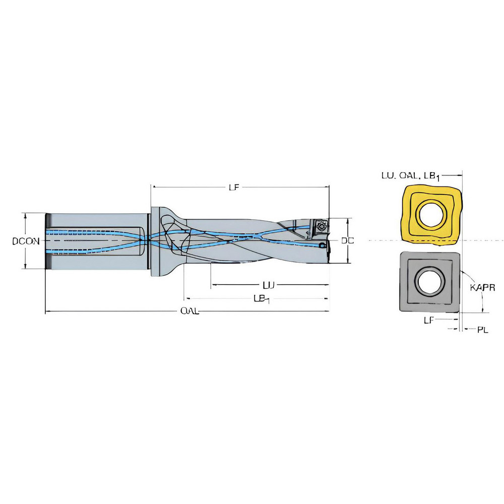 Sandvik Coromant Indexable Insert Drill: 880-D3300L40-04, 33.00 mm Max Dia, 132.58 mm Max Depth, 4xD, 40.00 mm Shank Dia - 5765413