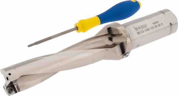 OSG Indexable Insert Drill: P4D1125FS125A08, 1-1/8" Max Dia, 4-1/2" Max Depth, 4xD, 1-1/4" Shank Dia - 52504004