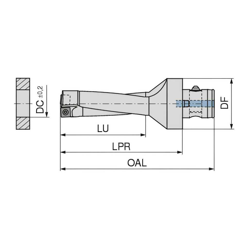 Komet Indexable Insert Drill: U11-51900, 19.00 mm Max Dia, 57.00 mm Max Depth, 3xD, 28.00 mm Shank Dia - 1088019095