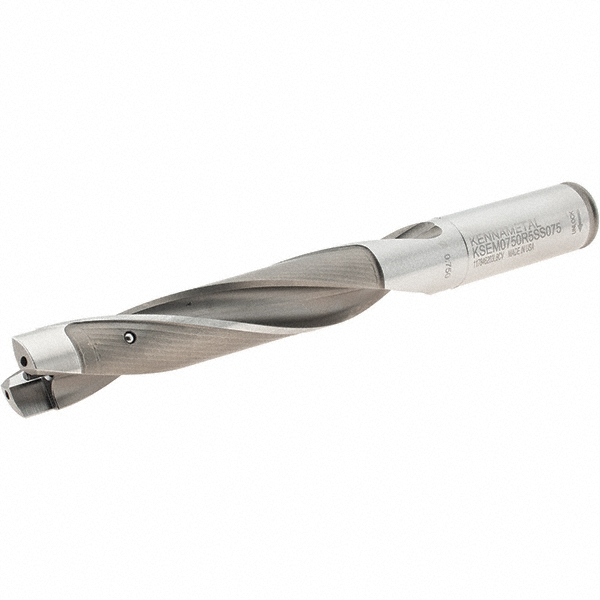 Kennametal Replaceable-Tip Drill: 18.26 to 18.76 mm Dia, 54.77 mm Max Depth, 19.05 mm Straight-Cylindrical Shank - 2238536
