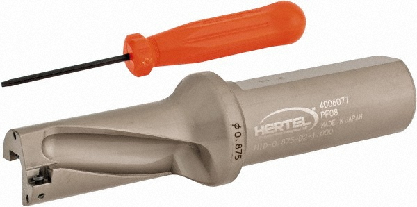 Hertel Indexable Insert Drill: HID-0.750-D3-1.000, 0.7730" Max Dia, 3xD, 1.0000" Shank Dia - 4006101