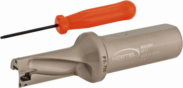 Hertel Indexable Insert Drill: HID-0.750-D3-1.000, 0.7730" Max Dia, 3xD, 1.0000" Shank Dia - 4006101