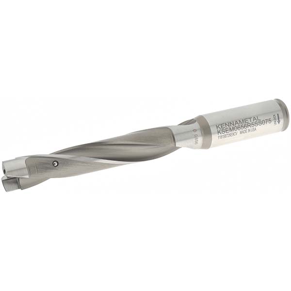 Kennametal Replaceable-Tip Drill: 15.88 to 16.38 mm Dia, 48 mm Max Depth, 19.05 mm Weldon Flat Shank - 1505110