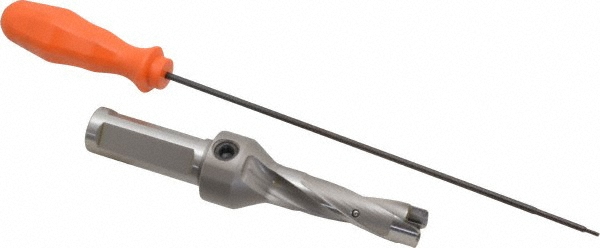 Kennametal Replaceable-Tip Drill: 15.88 to 16.38 mm Dia, 48 mm Max Depth, 19.05 mm Weldon Flat Shank - 1505110