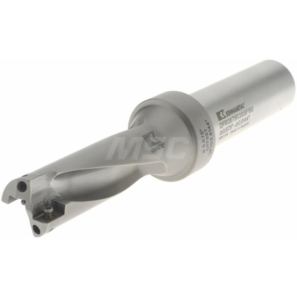 Kennametal Indexable Insert Drill: DFR0875R3SSF100, 0.9144" Max Dia, 2.6250" Max Depth, 3xD, 1.0000" Shank Dia - 2036649