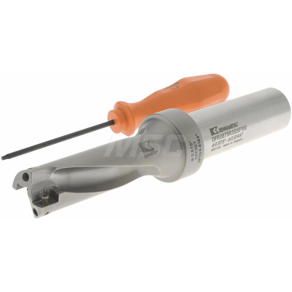 Kennametal Indexable Insert Drill: DFR0875R3SSF100, 0.9144" Max Dia, 2.6250" Max Depth, 3xD, 1.0000" Shank Dia - 2036649