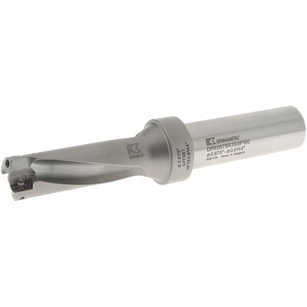Kennametal Indexable Insert Drill: DFR0875R3SSF100, 0.9144" Max Dia, 2.6250" Max Depth, 3xD, 1.0000" Shank Dia - 2036649