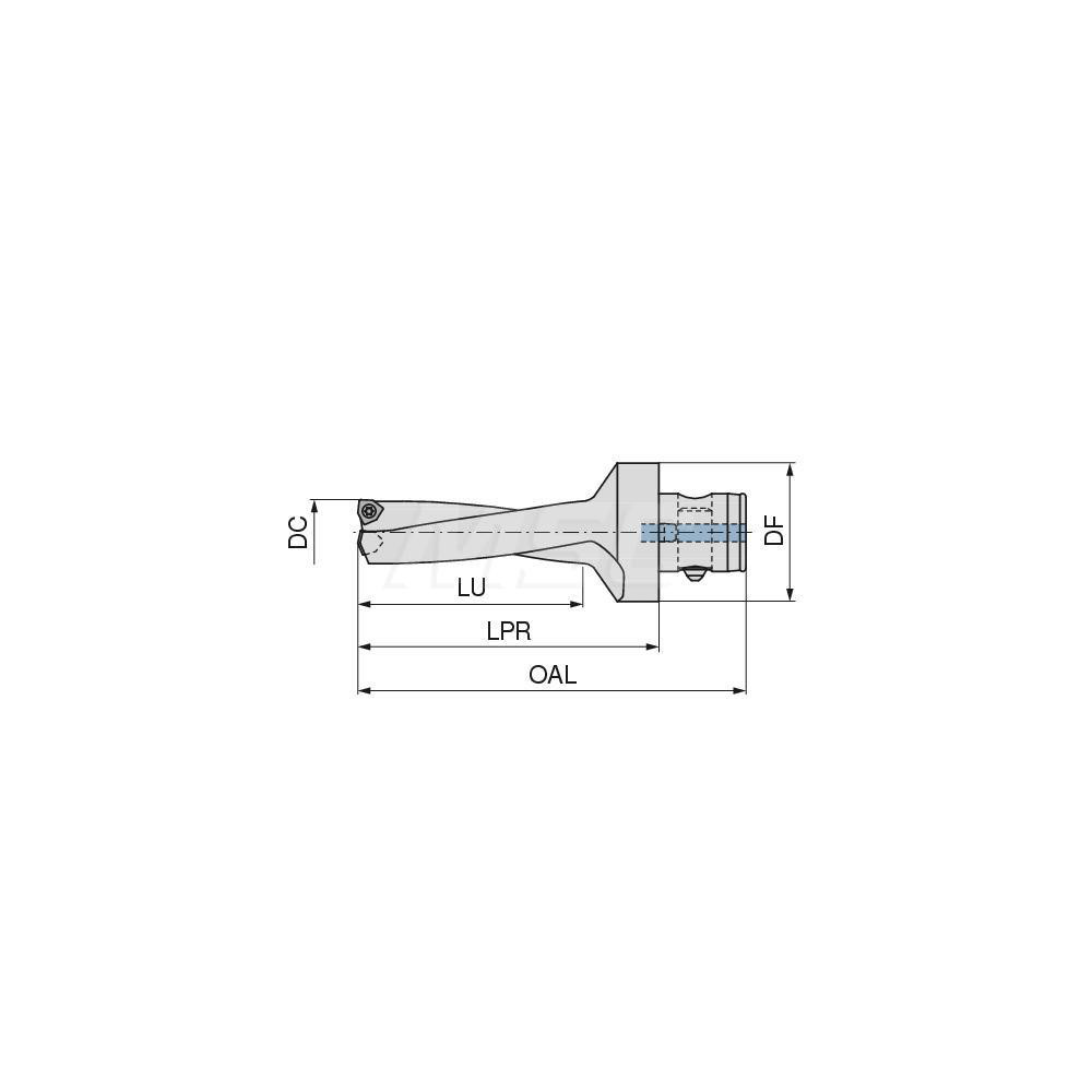 Komet Indexable Insert Drill: KUBT3D200L04ABS50, 20.00 mm Max Dia, 60.00 mm Max Depth, 3xD, 28.00 mm Shank Dia - 1189320095
