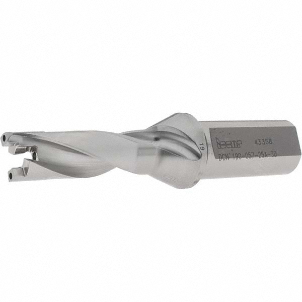 Ingersoll Cutting Tools Replaceable-Tip Drill: 19 to 19.9 mm Dia, 57 mm Max Depth, 25 mm Weldon Flat Shank - 3212372