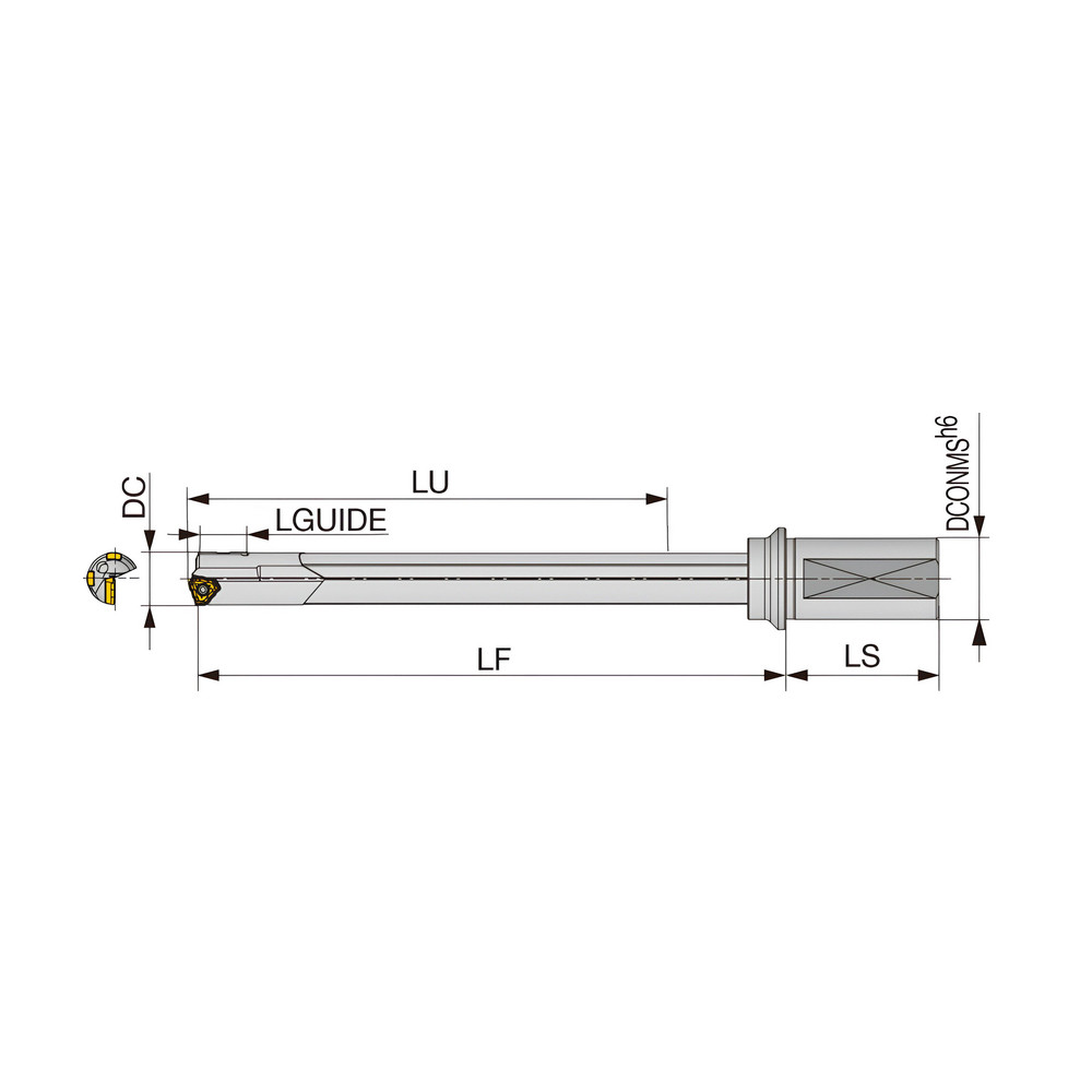 Tungaloy Indexable Insert Drill: MCTR16.50XM25A-10, 16.50 mm Max Dia, 172.20 mm Max Depth, 10xD, 25.00 mm Shank Dia - 4805712
