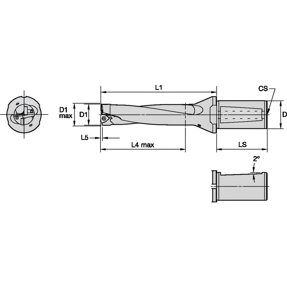 Kennametal Indexable Insert Drill: DFSP165R4WD20M, 16.50 mm Max Dia, 66.00 mm Max Depth, 4xD, 20.00 mm Shank Dia - 6075757