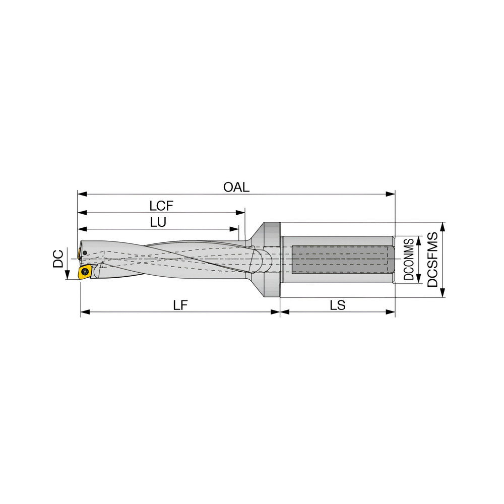 Tungaloy Indexable Insert Drill: TDX135F20-4, 14.70 mm Max Dia, 54.40 mm Max Depth, 4xD, 20.00 mm Shank Dia - 6718297
