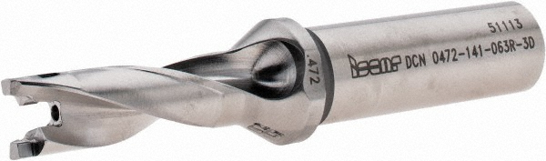 Ingersoll Cutting Tools Replaceable-Tip Drill: 0.4921 to 0.5079" Dia, 1.46" Max Depth, 5/8" Cylindrical Shank - 3212697