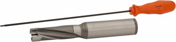 Kennametal Replaceable-Tip Drill: 20.64 to 21.14 mm Dia, 61.91 mm Max Depth, 25.4 mm Straight-Cylindrical Shank - 2238544