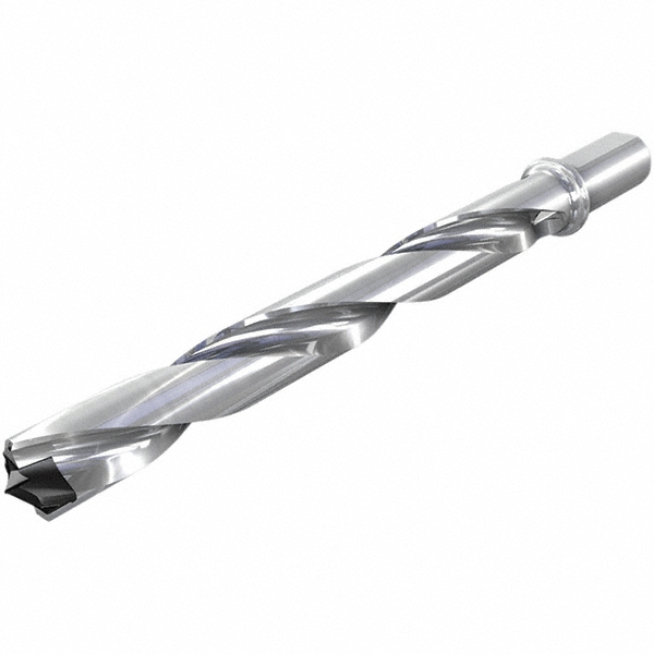 Ingersoll Cutting Tools Replaceable-Tip Drill: 1.378 to 1.4134" Dia, 4.35" Max Depth, 1-1/4" Flatted Shank - 6146018