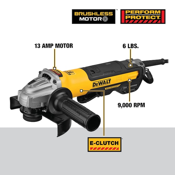 Dewalt 5 in. / 6 in. Brushless Paddle Switch Small Angle Grinder with Kickback Brake, No Lock - DWE43244N