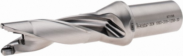 Iscar Replaceable-Tip Drill: 1.063 to 1.098" Dia, 12.94" Max Depth, 1-1/4" Straight-Cylindrical Shank - 3203559