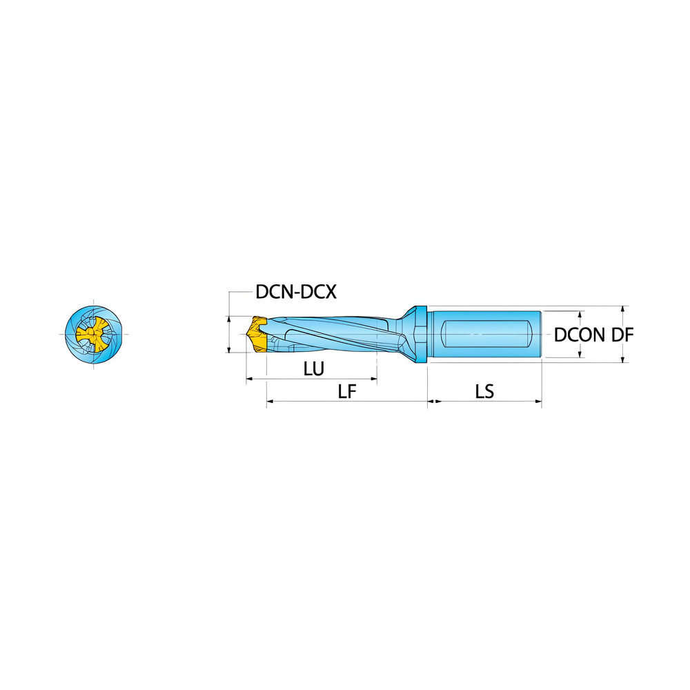 Ingersoll Cutting Tools Replaceable-Tip Drill: 18 to 18.9 mm Dia, 58 mm Max Depth, 25 mm Flatted Shank - 6334328