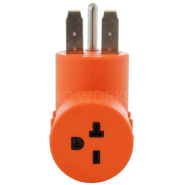 Ac Works Adapter NEMA 6-30P 30A 250V Commercial HVAC Plug to NEMA 6-15/20R 15/20A 250V Female Connector - AD630620