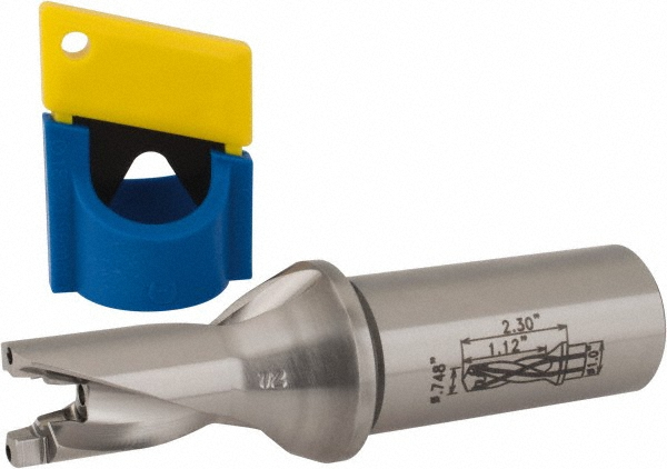 Ingersoll Cutting Tools Replaceable-Tip Drill: 0.748 to 0.7835" Dia, 3.74" Max Depth, 1" Cylindrical Shank - 3212732