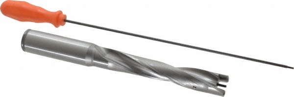 Kennametal Replaceable-Tip Drill: 23.81 to 24 mm Dia, 120 mm Max Depth, 25.4 mm Weldon Flat Shank - 1505183