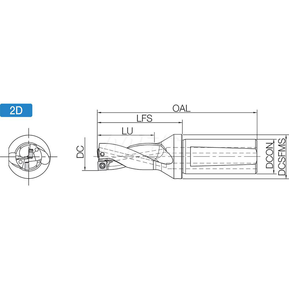 Kyocera Indexable Insert Drill: S25DRV205M206, 20.50 mm Max Dia, 41.00 mm Max Depth, 2xD, 25.00 mm Shank Dia - THD11549