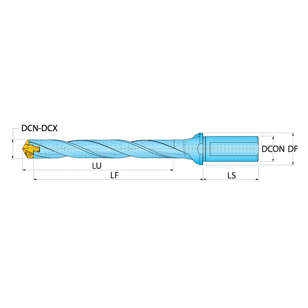 Ingersoll Cutting Tools Replaceable-Tip Drill: 0.4528 to 0.4685" Dia, 3.62" Max Depth, 5/8" Weldon Flat Shank - 6181207