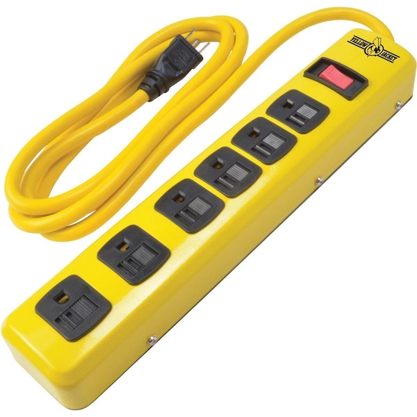 Yellow Jacket 6-Outlet Yellow Metal Power Strip with 6 Ft. Cord - 5139N