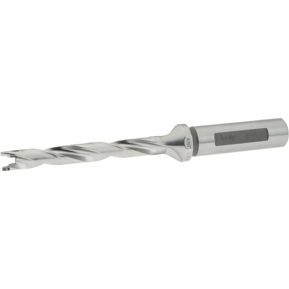 Iscar Replaceable-Tip Drill: 8 to 8.41 mm Dia, 39.88 mm Max Depth, 8 mm Weldon Flat Shank - 3203054