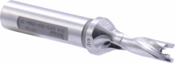 Ingersoll Cutting Tools Replaceable-Tip Drill: 0.6299 to 0.6654" Dia, 0.94" Max Depth, 3/4" Weldon Flat Shank - 6181227