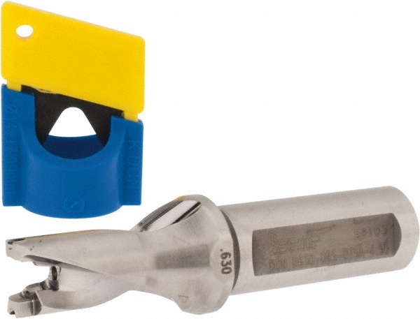 Ingersoll Cutting Tools Replaceable-Tip Drill: 0.6299 to 0.6654" Dia, 0.94" Max Depth, 3/4" Weldon Flat Shank - 6181227