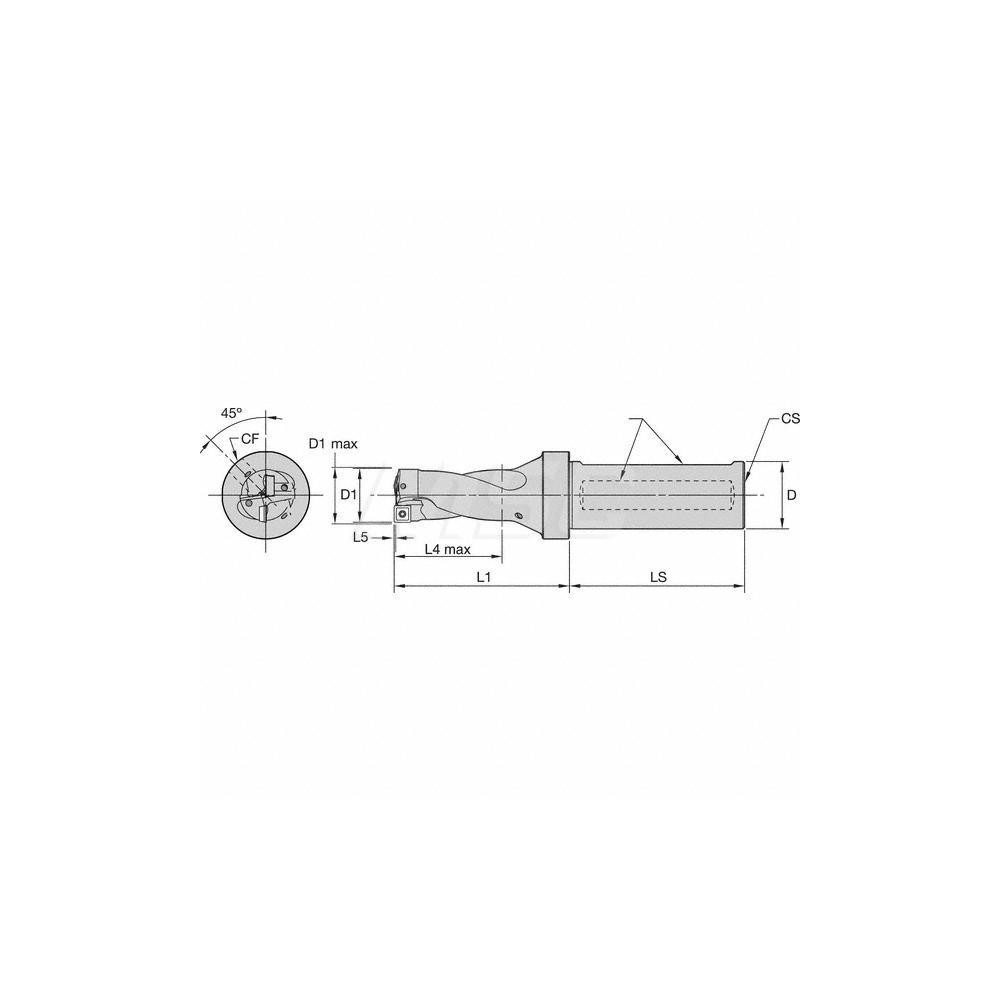 Kennametal Indexable Insert Drill: DFSP1000R2SSF150, 1.0390" Max Dia, 2.0000" Max Depth, 2xD, 1.5000" Shank Dia - 5691830