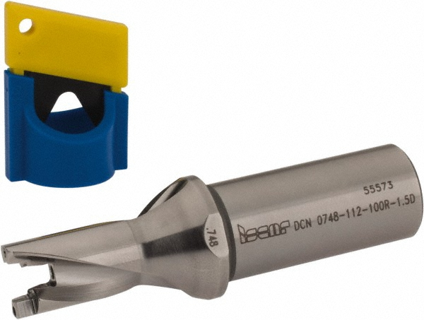 Iscar Replaceable-Tip Drill: 0.748 to 0.783" Dia, 1.284" Max Depth, 1" Straight-Cylindrical Shank - 3362955