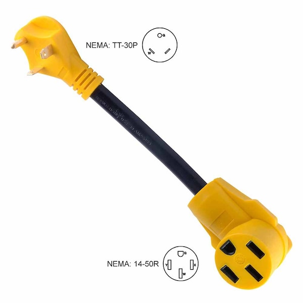 Superior Electric RV Adapters 30 Amp Male NEMA TT-30P to 50 Amp Female NEMA 14-50R, 12 Inch 10AWG/3 Cord - RVA1503