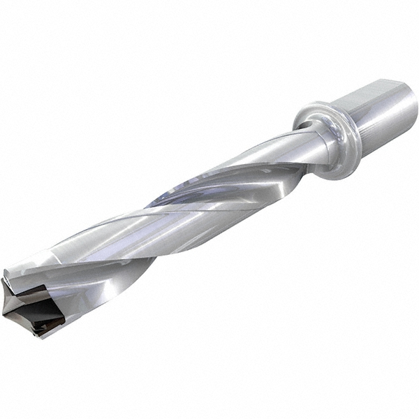 Ingersoll Cutting Tools Replaceable-Tip Drill: 1.3386 to 1.374" Dia, 6.91" Max Depth, 1-1/4" Flatted Shank - 6146032