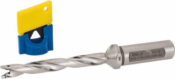 Iscar Replaceable-Tip Drill: 0.512 to 0.547" Dia, 4.09" Max Depth, 5/8" Weldon Flat Shank - 3202481