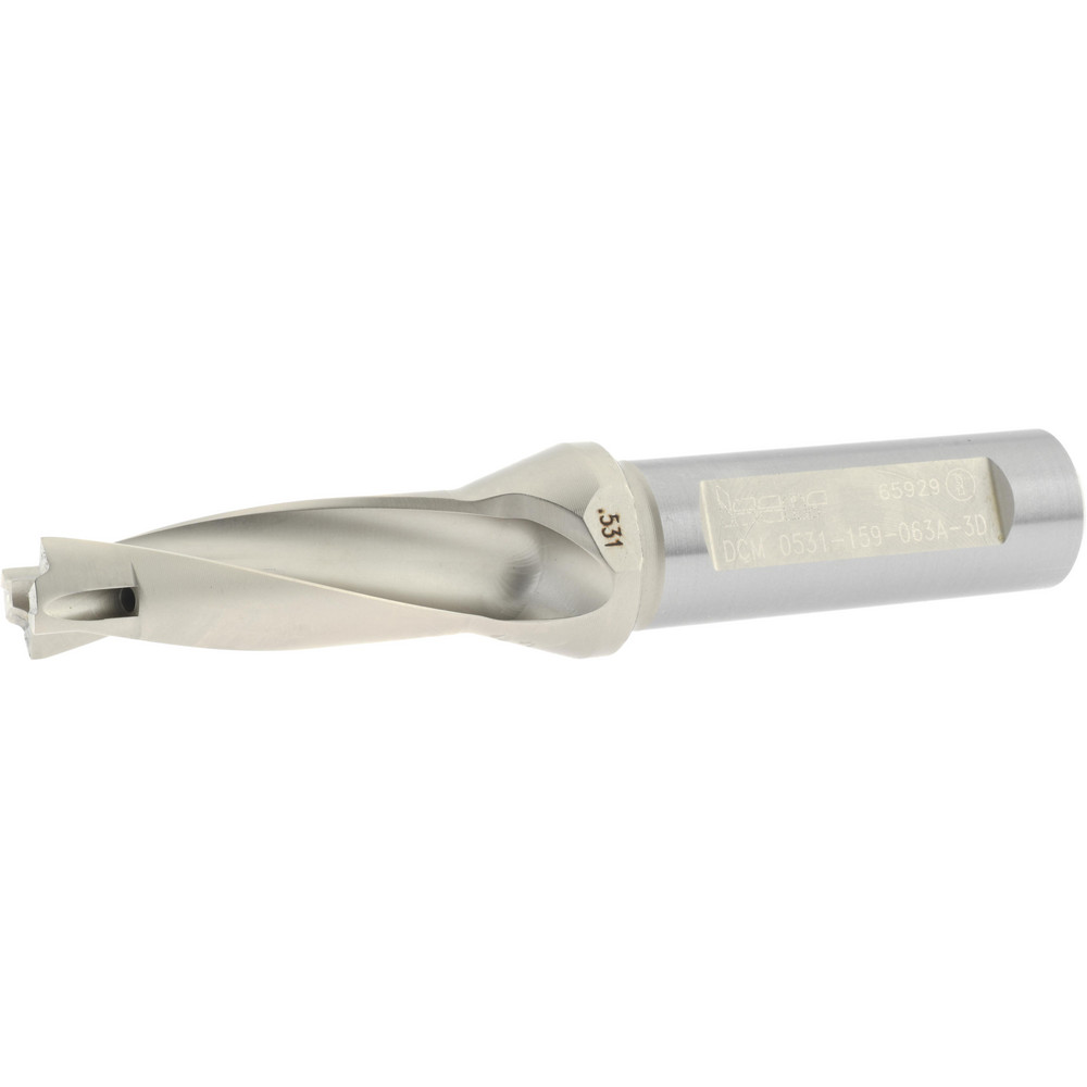 Iscar Replaceable-Tip Drill: 0.512 to 0.547" Dia, 4.09" Max Depth, 5/8" Weldon Flat Shank - 3202481