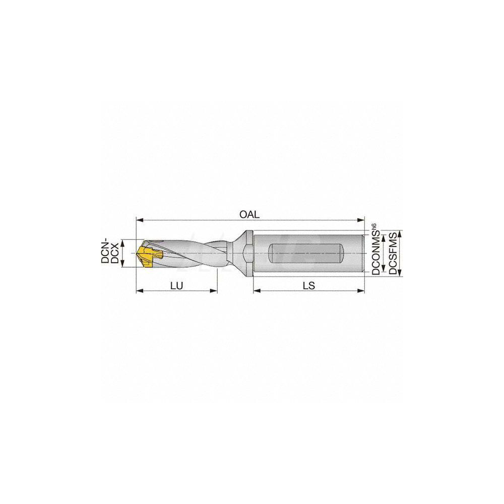 Tungaloy Replaceable-Tip Drill: 0.63 to 0.665" Dia, 1.89" Max Depth, 3/4" Weldon Flat Shank - 6706807
