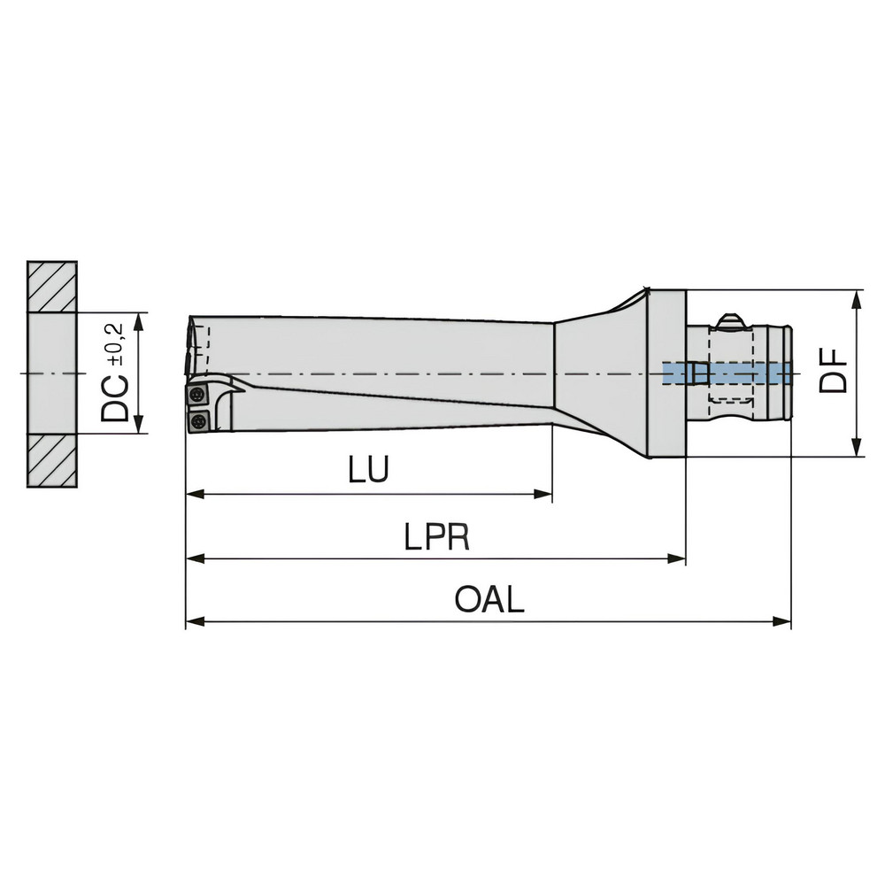 Komet Indexable Insert Drill: KUBQ3D2165R09ABS80, 55.00 mm Max Dia, 165.00 mm Max Depth, 3xD, 46.00 mm Shank Dia - 1088055098