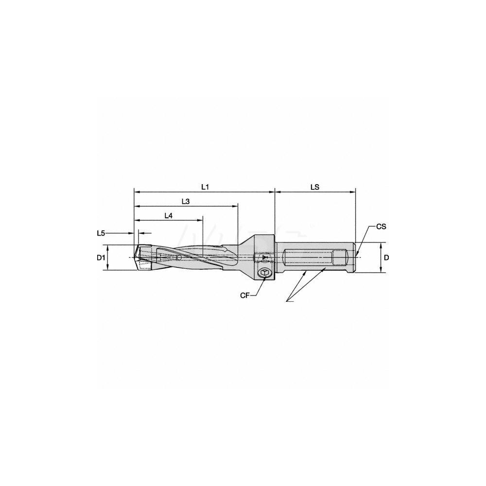 Kennametal Replaceable-Tip Drill: 19.05 to 19.55 mm Dia, 152.4 mm Max Depth, 25.4 mm Weldon Flat Shank - 1515717