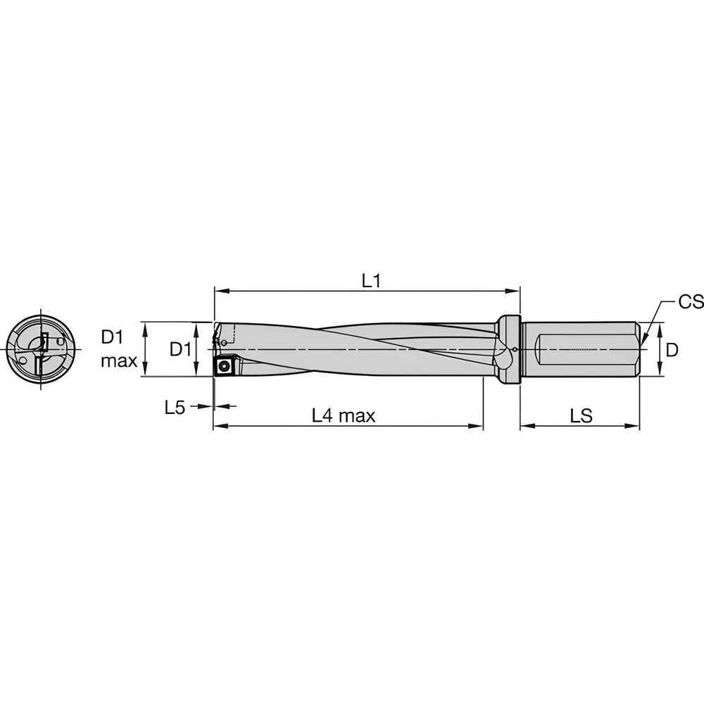 Kennametal Indexable Insert Drill: DFPR1500R5WB150, 1.5390" Max Dia, 7.5000" Max Depth, 5xD, 1.5000" Shank Dia - 7030696