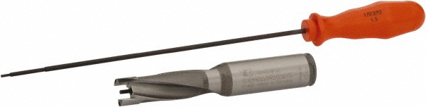 Kennametal Replaceable-Tip Drill: 15.88 to 16.38 mm Dia, 112 mm Max Depth, 19.05 mm Straight-Cylindrical Shank - 1519227
