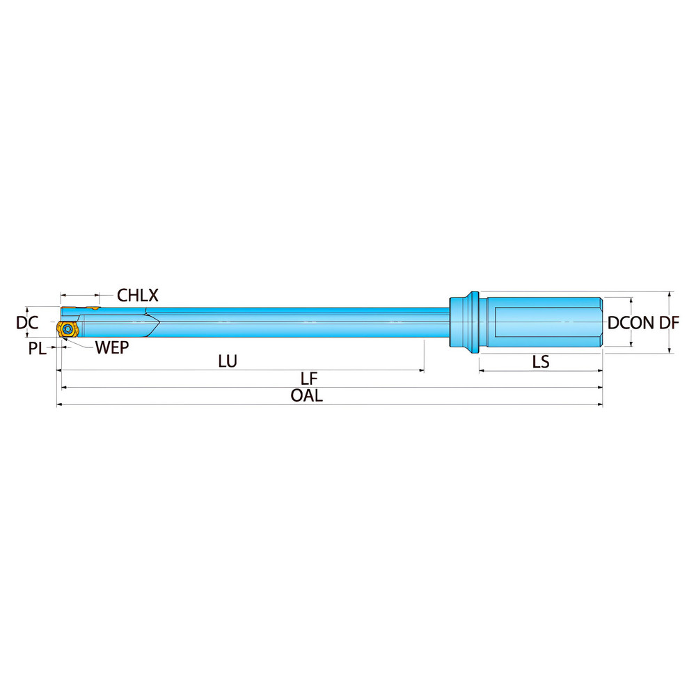Ingersoll Cutting Tools Indexable Insert Drill: GT12700317N5R01, 1/2" Max Dia, 25xD, 1" Shank Dia - 4853412